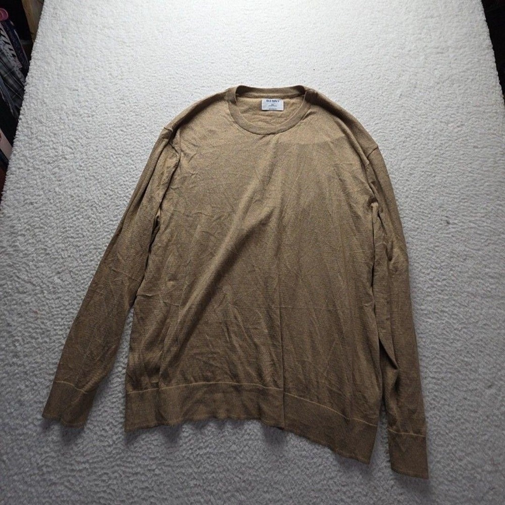 Old Navy Sweater Mens 2XL Brown Solid Crewneck Knit Pullover Casual Long Sleeve